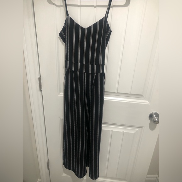 Eclipse Pinstriped Jumpsuit with Capri Legs - Picture 1 of 3